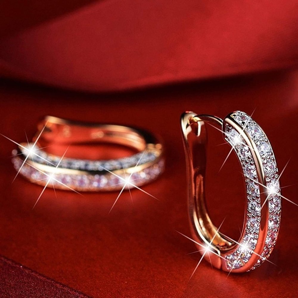 Creative Rhinestone Hoop Earrings - Picture 7 of 9